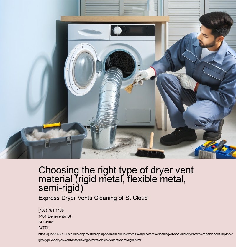Choosing the right type of dryer vent material (rigid metal, flexible metal, semi-rigid)